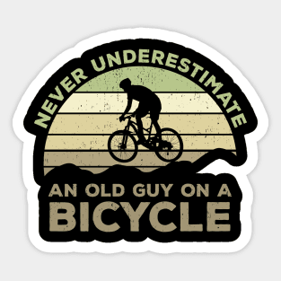 Never Underestimate An old Guy On A Bicycle - Christmas Gift Idea Sticker